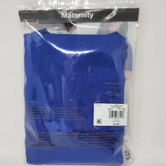 Time and Tru Maternity Short Sleeve Dress Size S Blue Scoop Neck Side Ruching - Picture 5 of 8